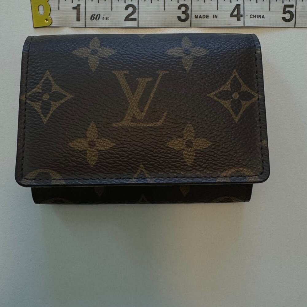 Louis Vuitton Womens Monogram Elise LV Business Card Holder Case Brown 4.25x3.25 - Picture 13 of 16